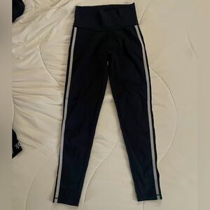 Adidas black iconic striped athletics leggings size small.